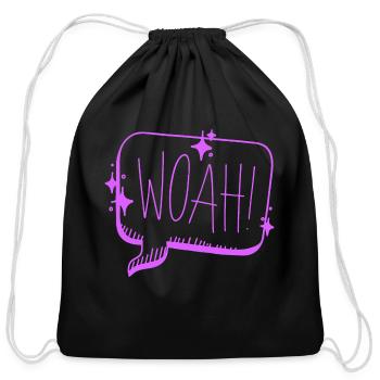 woah surprise - Cotton Drawstring Bag - black - Front