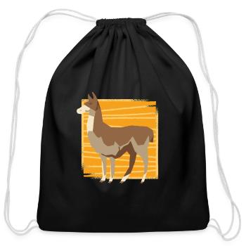 Low Poly Llama - Cotton Drawstring Bag - black - Front