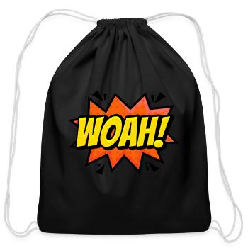 woah surprise - Cotton Drawstring Bag - black - Front