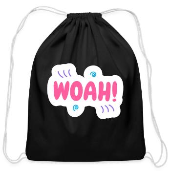 woah surprise - Cotton Drawstring Bag - black - Front