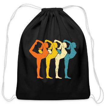 Yogi gift retro yoga - Cotton Drawstring Bag - black - Front