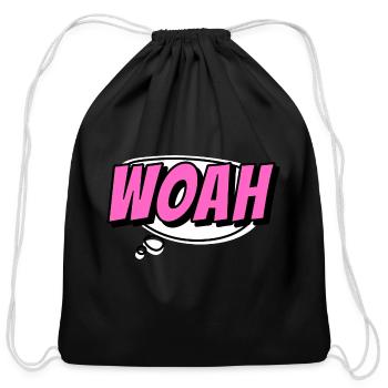 woah surprise - Cotton Drawstring Bag - black - Front