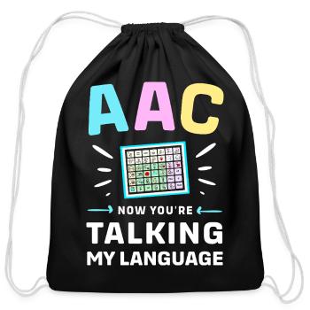 Speech Therapy Aac Device - Cotton Drawstring Bag - black - Front