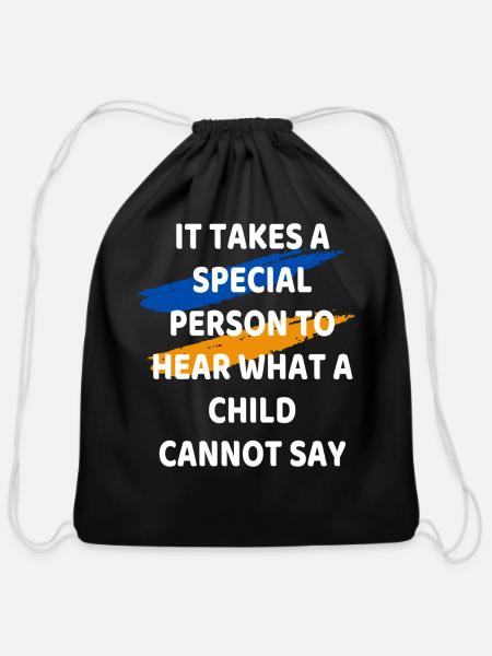 It Takes A Special people To Hear What A Child Can - Cotton Drawstring Bag - black