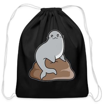 Seal On The Rock - Cotton Drawstring Bag - black - Front