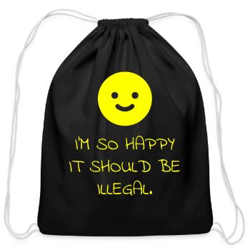 Im So Happy It Should Be Illegal Face red stars - Cotton Drawstring Bag - black - Front