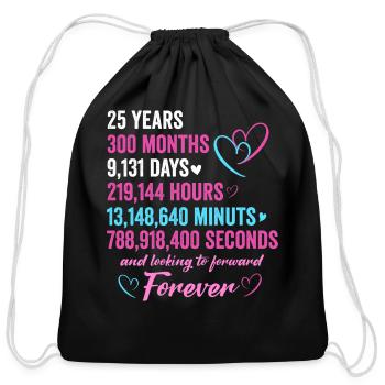 25th Wedding Anniversary 25 Years Marriage Couple - Cotton Drawstring Bag - black - Front