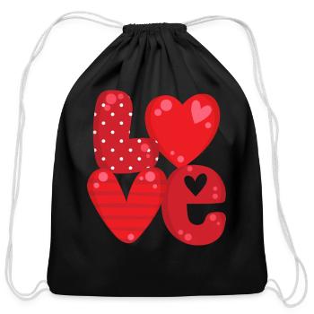 Love In Red - Cotton Drawstring Bag - black - Front