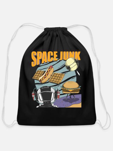 Space Junk - Cotton Drawstring Bag - black