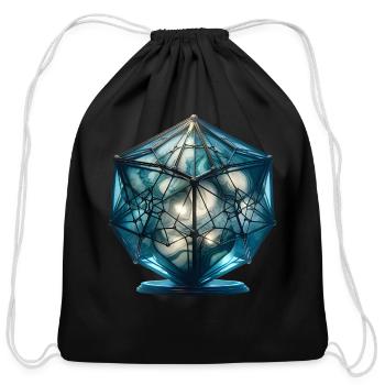 Geometric Mysterious Lantern - Cotton Drawstring Bag - black - Front
