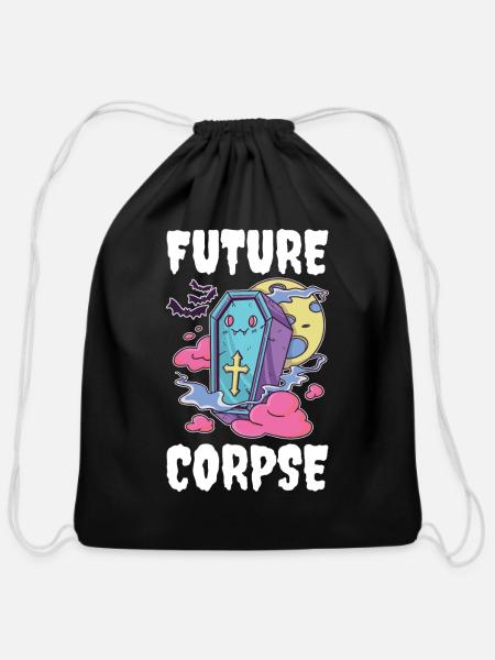 Future Corpse Funny Goth Gift - Cotton Drawstring Bag - black