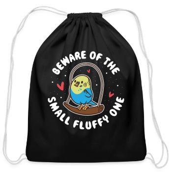 Beware Of The Small Fluffy One Funny Parrot Gift - Cotton Drawstring Bag - black - Front