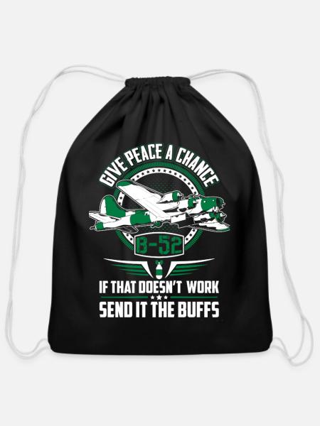 Air Force B 52 Bomber - Cotton Drawstring Bag - black