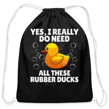 Rubber Duck Art Yellow Rubber Ducky Duck Lover - Cotton Drawstring Bag - black - Front