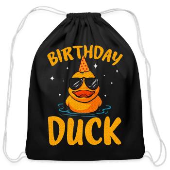 Rubber Duckies Birthday Duck Rubber Duck - Cotton Drawstring Bag - black - Front