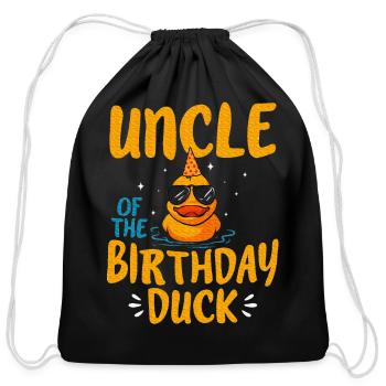 Rubber Duckies Uncle Of The Birthday Duck Rubber - Cotton Drawstring Bag - black - Front