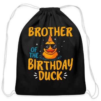 Rubber Duckies Brother Of The Birthday Duck Rubber - Cotton Drawstring Bag - black - Front