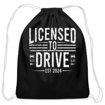 Licensed To Drive Est 2024 New Drivers License - Cotton Drawstring Bag - black - Front