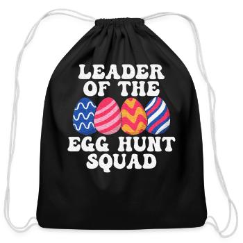 Leader of the Egg Hunt Squad - Cotton Drawstring Bag - black - Front