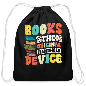 Books the Original Handheld Device Book Lover - Cotton Drawstring Bag - black - Front
