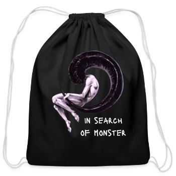 In Search Of Monster - Cotton Drawstring Bag - black - Front