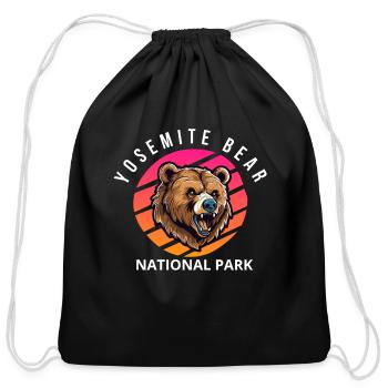 Yosemite Bear - Cotton Drawstring Bag - black - Front