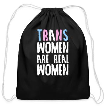 Trans women are real women - trans LGBT transgende - Cotton Drawstring Bag - black - Front