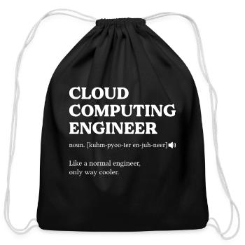 Cloud Computing Engineer Definition Retro Computer - Cotton Drawstring Bag - black - Front