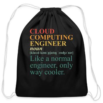 Cloud Computing Engineer Definition Retro Computer - Cotton Drawstring Bag - black - Front
