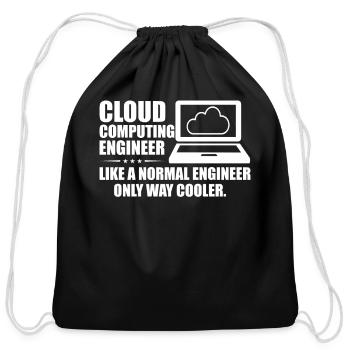 Cloud Computing Engineer Definition Retro Computer - Cotton Drawstring Bag - black - Front