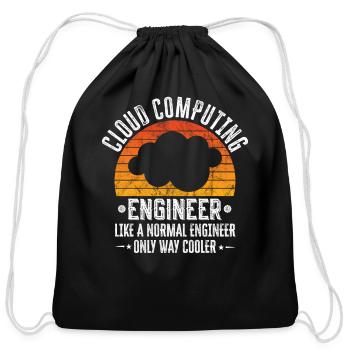 Cloud Computing Engineer Definition Retro Computer - Cotton Drawstring Bag - black - Front