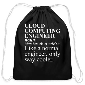 Cloud Computing Engineer Definition Retro Computer - Cotton Drawstring Bag - black - Front