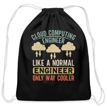 Cloud Computing Engineer Definition Retro Computer - Cotton Drawstring Bag - black - Front