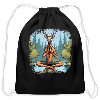 Deer Yogi - Cotton Drawstring Bag - black - Front
