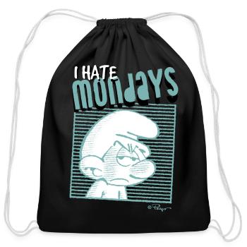 The Smurfs Gift Grouchy Smurf I Hate Mondays - Cotton Drawstring Bag - black - Front