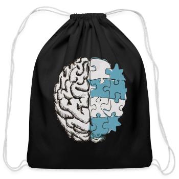 Brain anatomy, brain puzzle - Cotton Drawstring Bag - black - Front