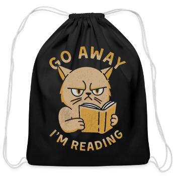 Go Away I'm Reading - Cotton Drawstring Bag - black - Front