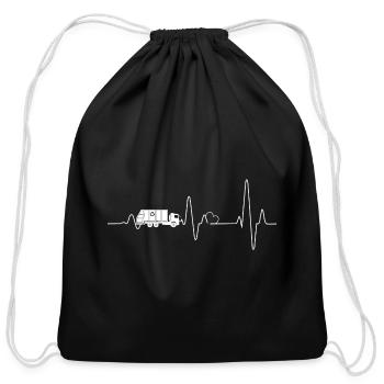 Garbage Truck Heartbeat Recycling Garbage Vehicles - Cotton Drawstring Bag - black - Front