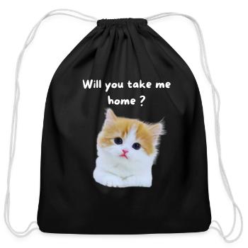 FUNNY CAT - Cotton Drawstring Bag - black - Front