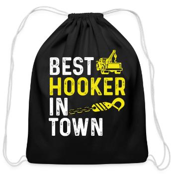 Best Hooker In Town - Cotton Drawstring Bag - black - Front
