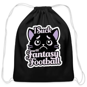Cute Cat I Suck At Fantasy Football Shirt - Cotton Drawstring Bag - black - Front