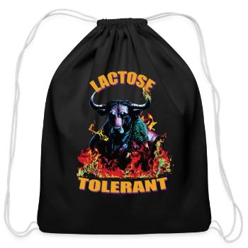 Lactose Tolerant -- Metal Design - Cotton Drawstring Bag - black - Front