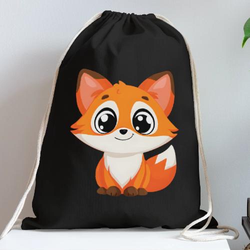 Adorable Cartoon Fox with Big Innocent Eyes - Cotton Drawstring Bag
