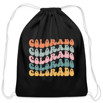 Colorado State Coloradan Pride Groovy Retro - Cotton Drawstring Bag - black - Front