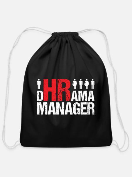 HR Drama Manager HR Recruiter - Cotton Drawstring Bag - black