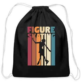 Figure Skater Figure Skating Ice Skating Sport - Cotton Drawstring Bag - black - Front