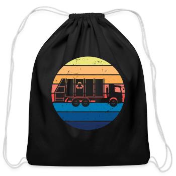 Garbage Truck Vintage Recycling Garbage Vehicles - Cotton Drawstring Bag - black - Front