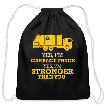 Garbage Truck Recycling Garbage Garbage Vehicles - Cotton Drawstring Bag - black - Front