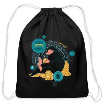 Fantastic Beasts Niffler Holding Coins - Cotton Drawstring Bag - black - Front