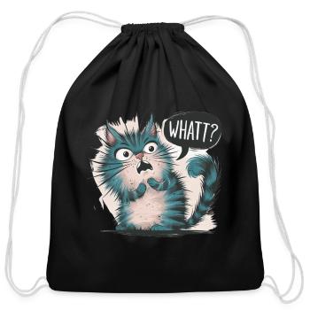 CAT WHAT SURPRISED CAT - Cotton Drawstring Bag - black - Front